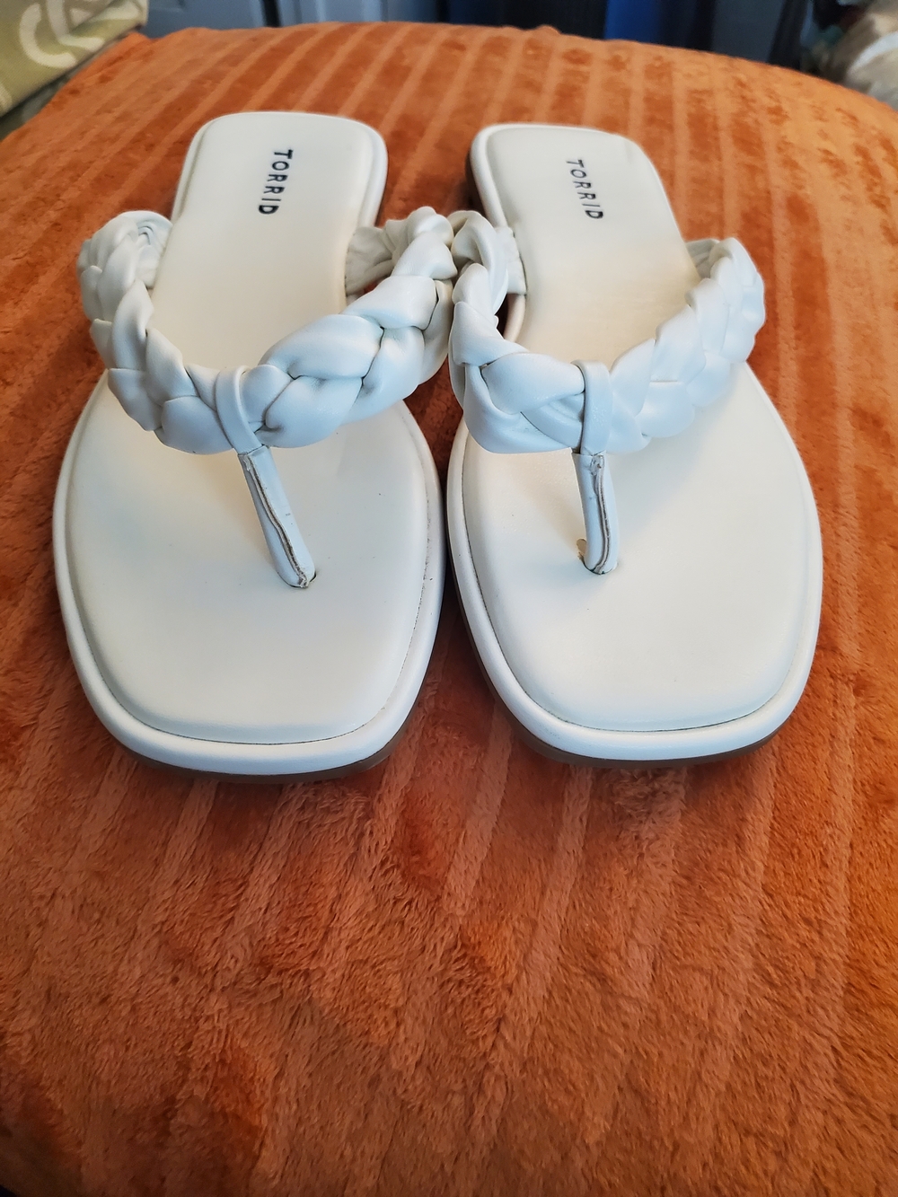 torrid White Braided Thong Sandals